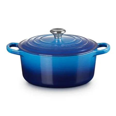Le Creuset Signature 3.3 Litre Round Cast Iron Casserole, 22cm (Azure)